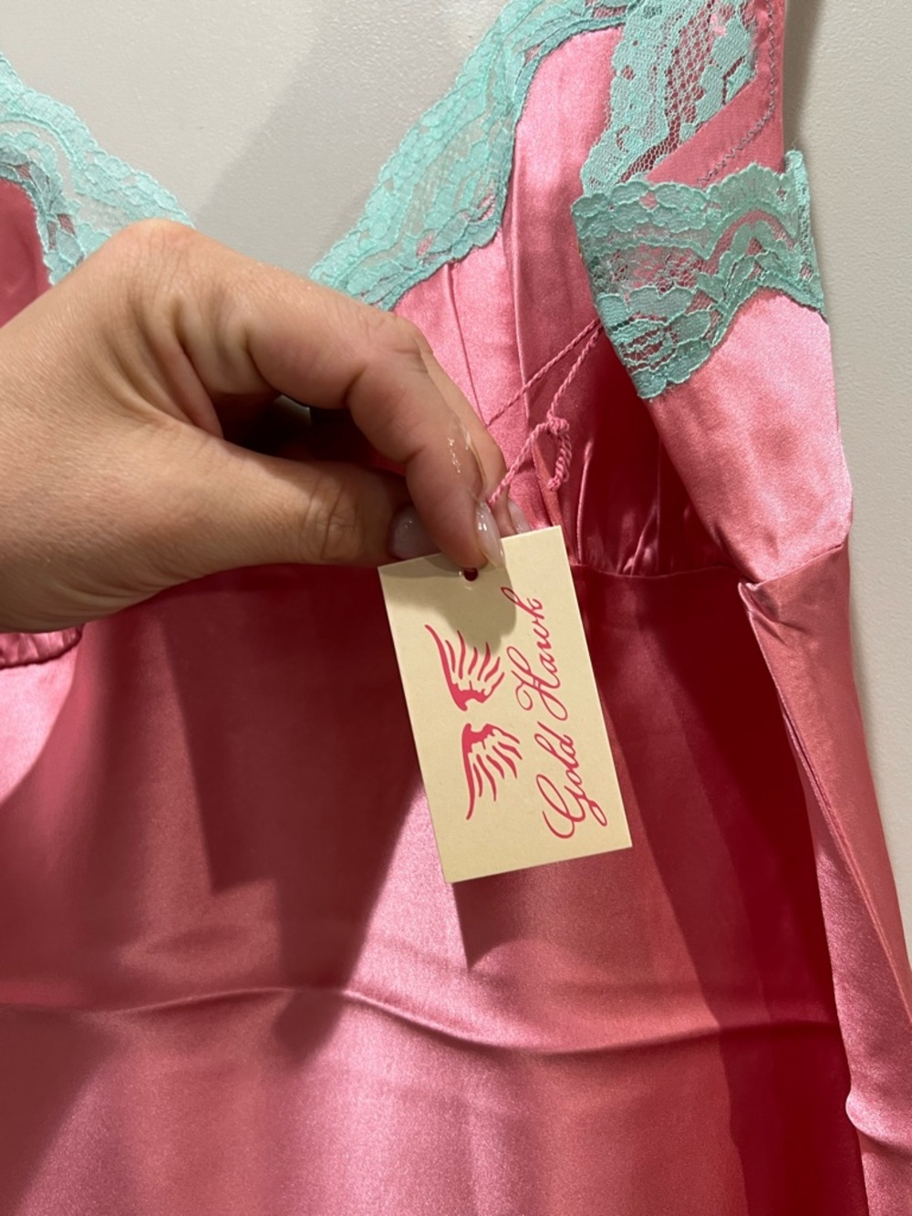 Gold Hawk Pink Lemonade Silk Lace Camisole Size L NWT - Picture 5 of 7
